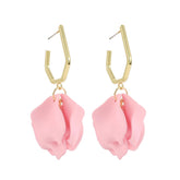 Petunia Gold Hoop with Light Pink Petal Shaped Dangles